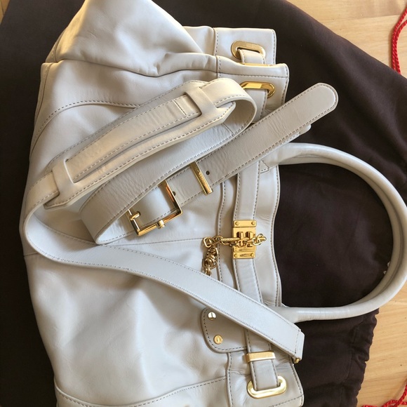 Rachel Zoe Cream Leather Gold Shoulder Bag - Picture 3 of 14